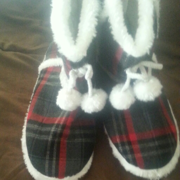 Plaid faux fur slipper boots - Picture 2 of 2
