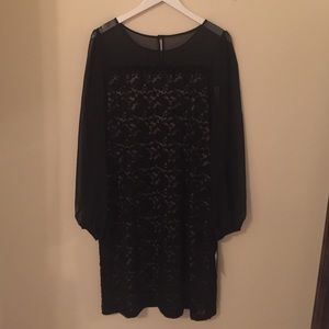 Long black/nude mesh dress