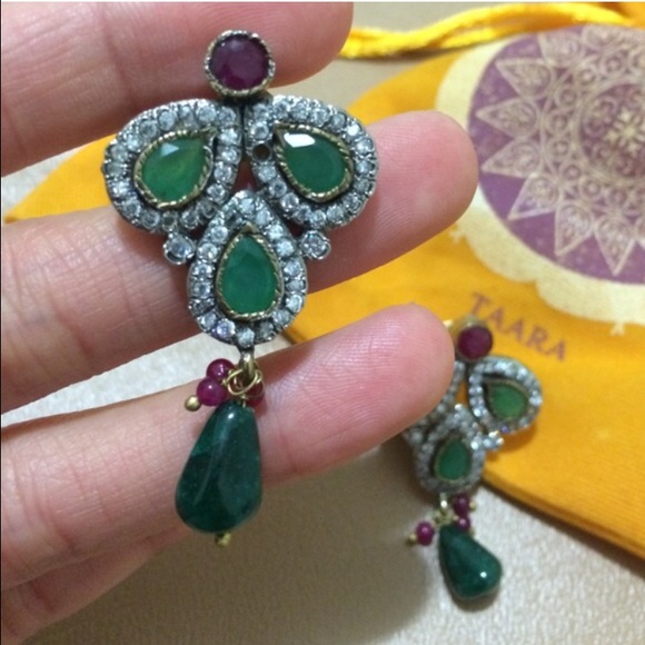 Buy Dhiyona RJ Women 22k gold plated earrings w rhinestones