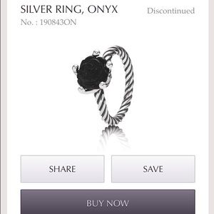 Discontinued Pandora onyx rose silver ring