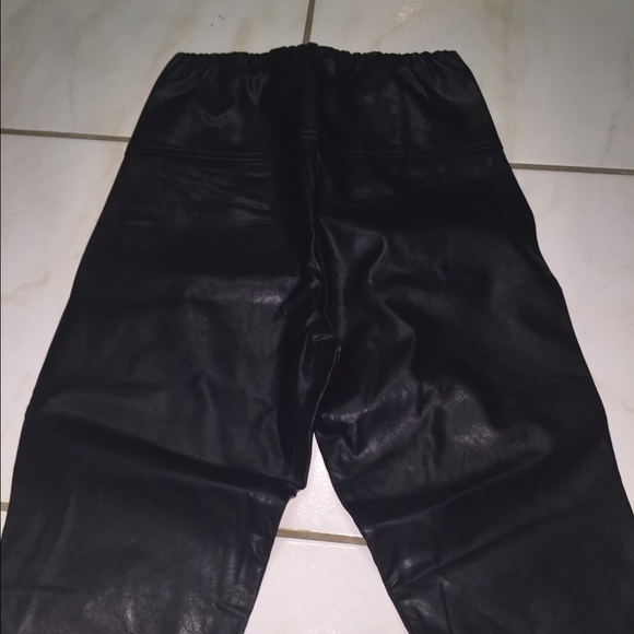 Black faux leather pants. - Picture 2 of 2