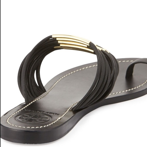 Tory Burch Mignon Rings Strappy Flat Sandal, Black - Picture 3 of 4