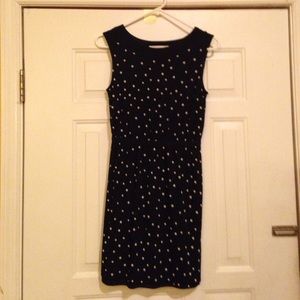 Loft bone and black polka dot dress