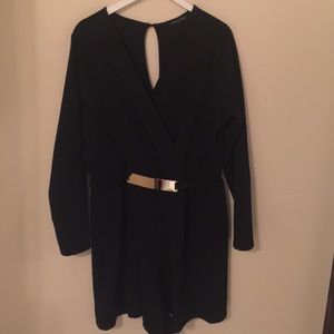 Sleek/sexy short black romper and accent belt