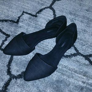 Black Linen D'Orsay Flats