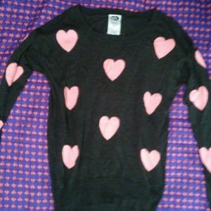 grey and pink hearts sweater