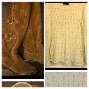 Bundle! Cream sweater and suede boots!