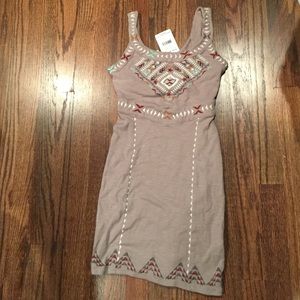 NWT Free People Aztec Print XS Dress Taupe!