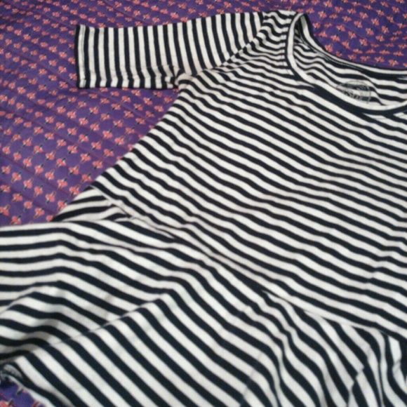 Black and White striped Peplum Top - Picture 2 of 3