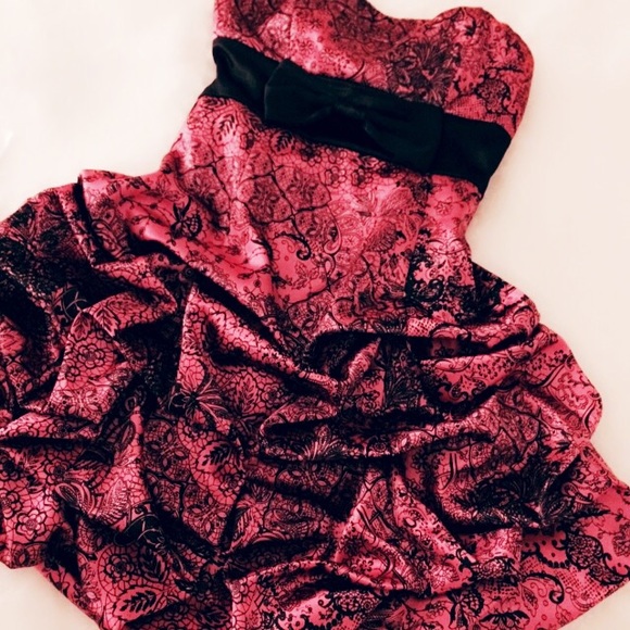 Pink and black cocktail party dress