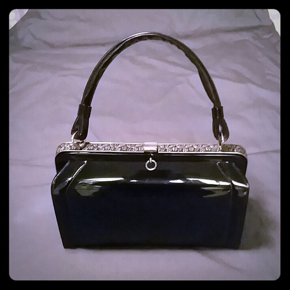 Vintage Black Patent Handbag/Purse