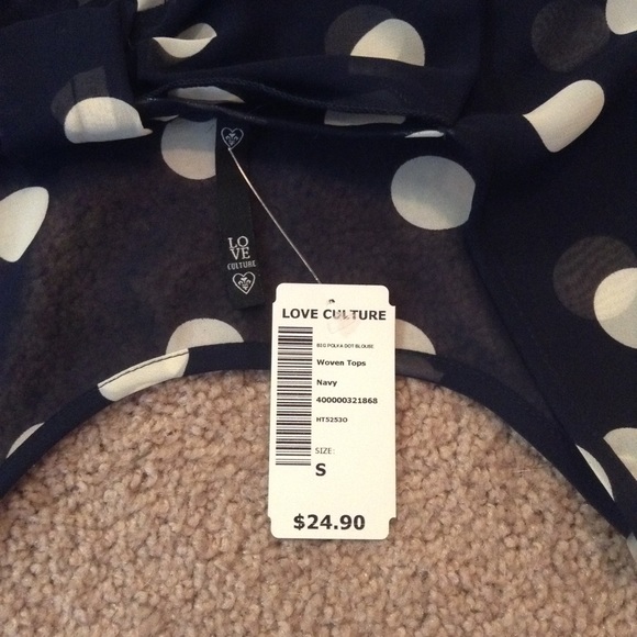 Blue and white 3/4 sleeve chiffon top - Picture 4 of 4