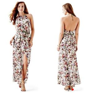 GUESS floral halter maxi chiffon spring dress L