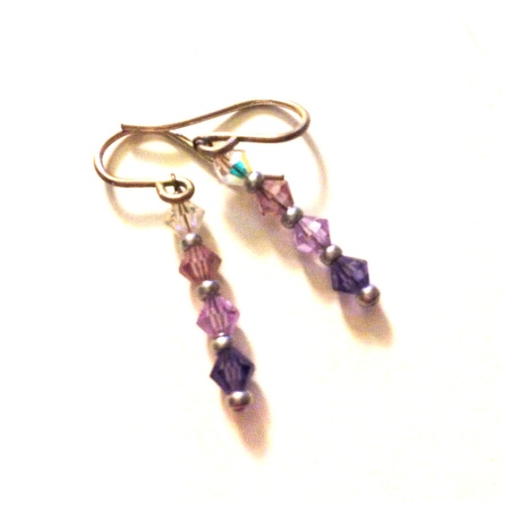Purple hanging earrings