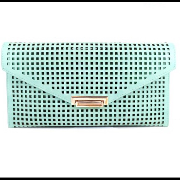 Handbags - Mint/Gold Accent Clutch