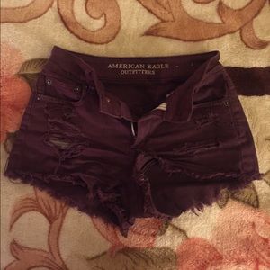AEO Burgundy Stretch Shorts