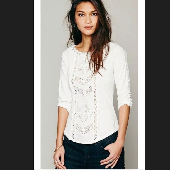 Free People Tops - ‼️NWT-Free PeopleLaceTrim Top. Ivory