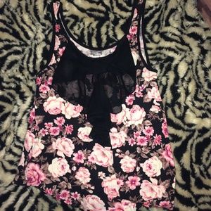 Floral tank blouse with bow