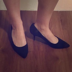 Black suede kitten heels