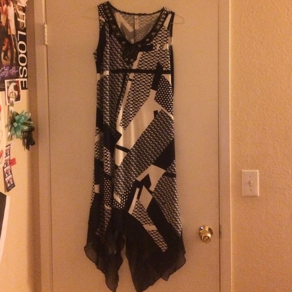 Long Blue and White Dress