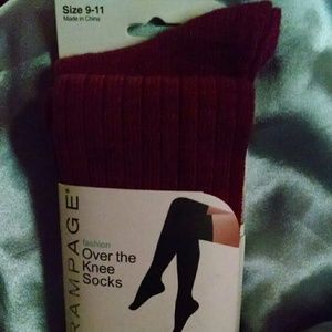 Burgandy Over The Knee Socks