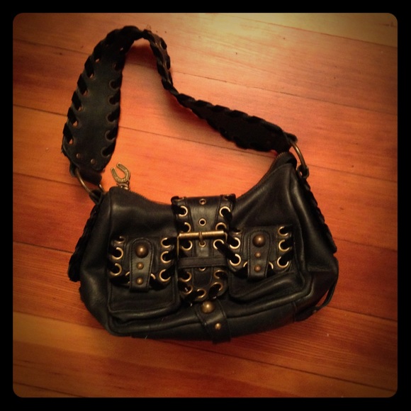 Betsy Johnson black leather small bag