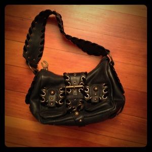 Betsy Johnson black leather small bag