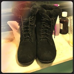 BOGO FREE Black faux fur booties 😍