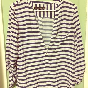 Striped button up top