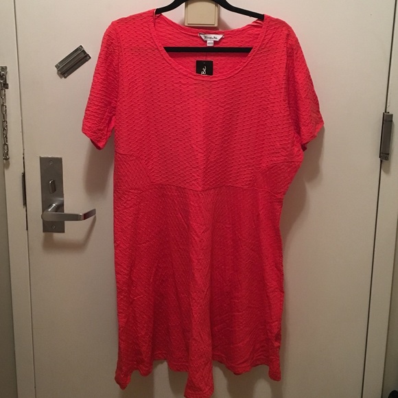 Plus Size Textured Coral Dress
