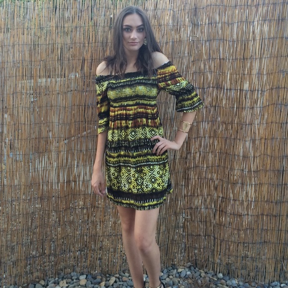 Brown Tribal Print Dress - Picture 1 of 2