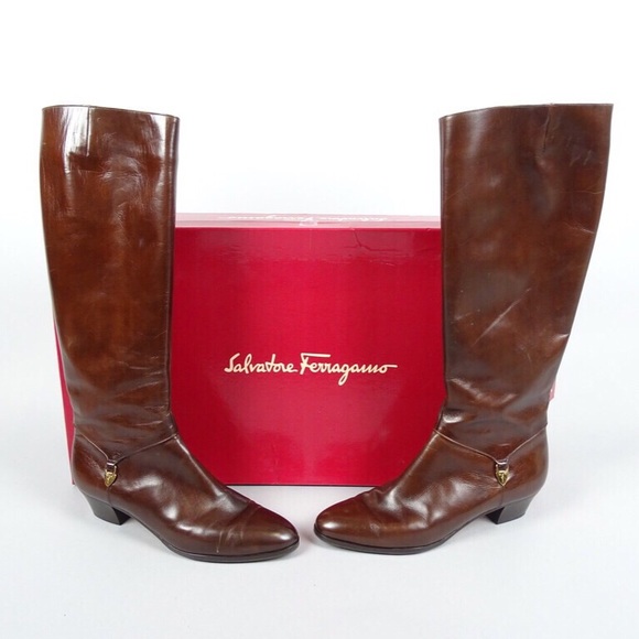 Salvatore Ferragamo Shoes - SALVATORE FERRAGAMO Tall BOOTS 38AAA Brown