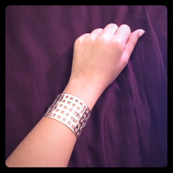 Silver cage cuff bracelet