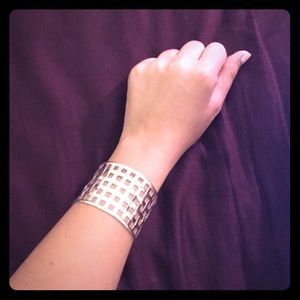 Silver cage cuff bracelet