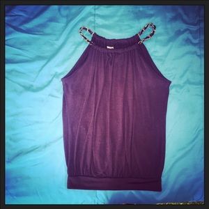 Brown top with golden chained decorations