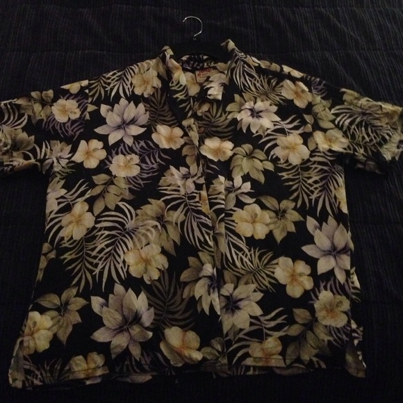 Button down shirt with tropical print