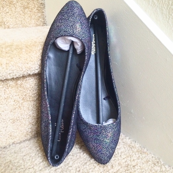 (9 Rainbow Sparkle Pointed Toe Ballerina Flats