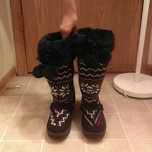 Knitted Sweater Fur Wedge Boots