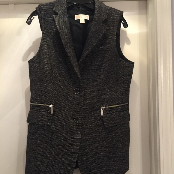 Michael Kors Tweed Vest Dark Grey/Black Size 10