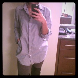 Blue Pinstripe Long / Oversized Button Up