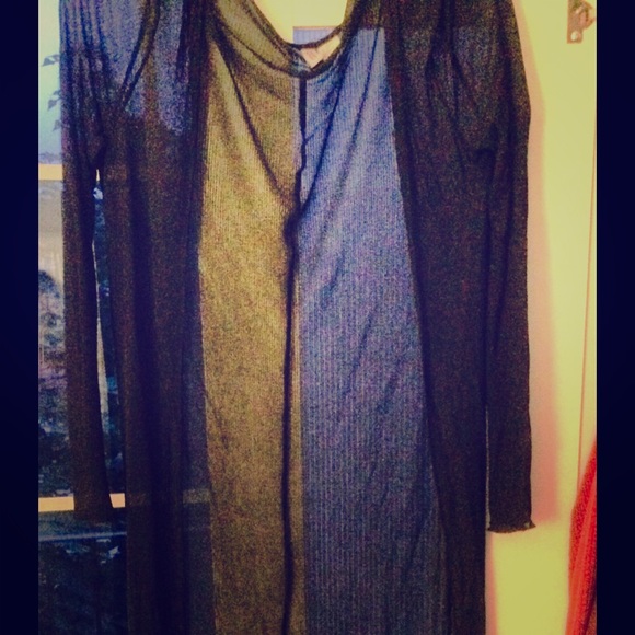 Semi-Sheer Grey Duster Cardigan / Floor length
