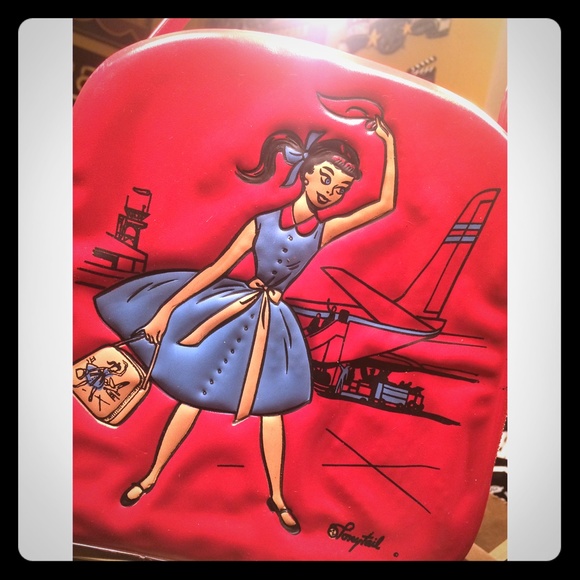 ponytail Other - Red Vinyl Vintage Ponytail Airline Bag Collectible