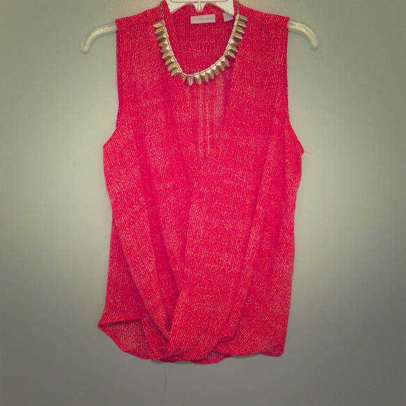 Sleeveless orange faux wrap top NWT