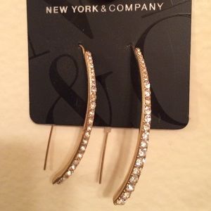 Long diamond detail gold earrings