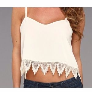 Sheer lace white crop top