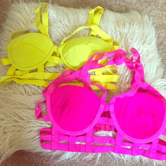 💖SALE💖Set of 2 Neon Caged Bra Tops
