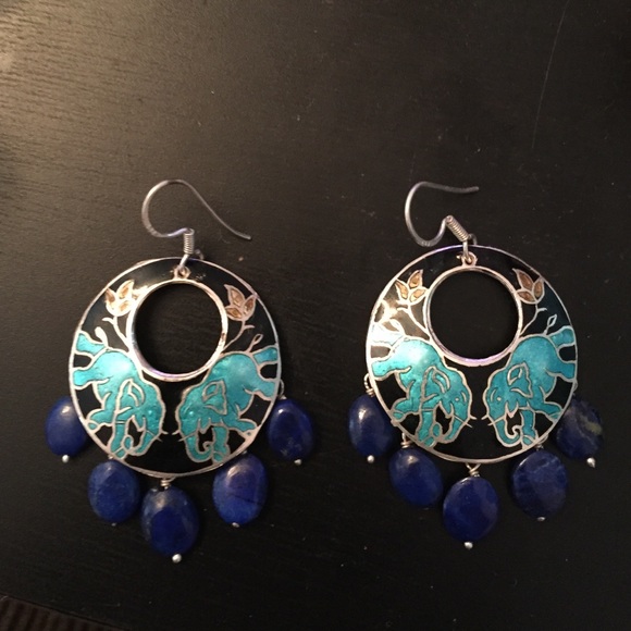 Blue and black earrings