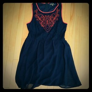 Navy and orange dress