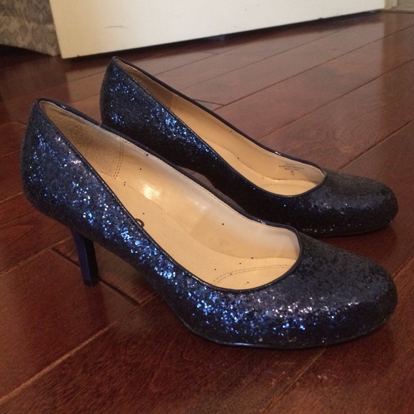 Blue glitter heels