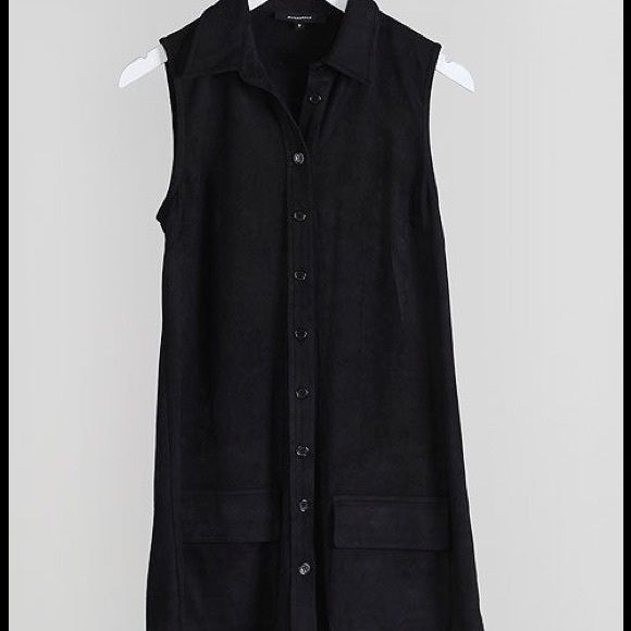 Buttoned faux suede shirt dress